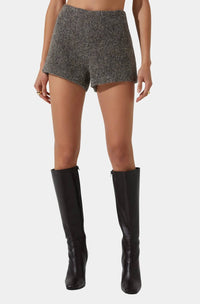 ASTR Rivka High Waist Shorts in taupe grey - women's shorts - alternate view