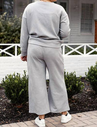 Double Take - Full Size Textured Long Sleeve Top And Drawstring Pants Set