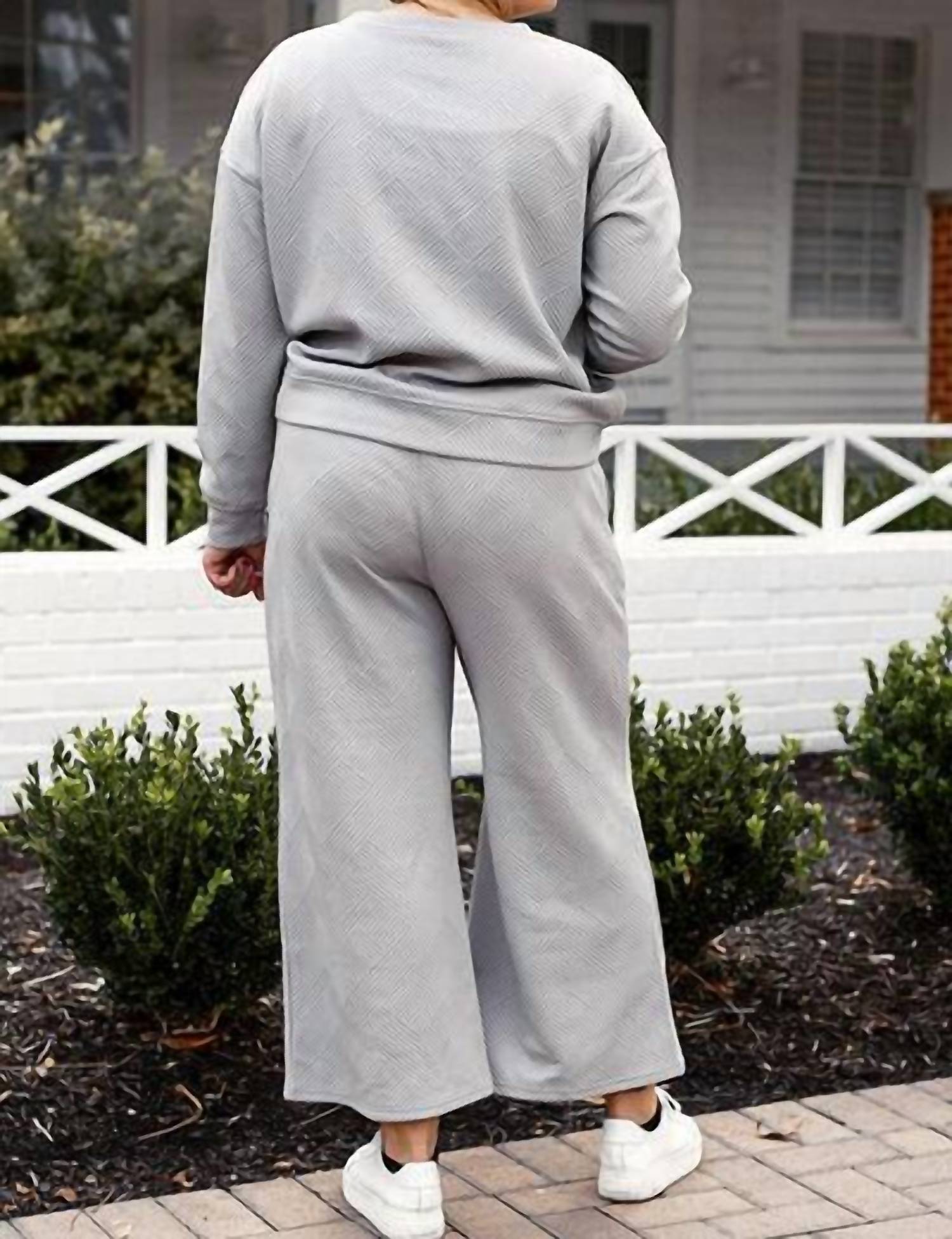 Double Take - Full Size Textured Long Sleeve Top And Drawstring Pants Set