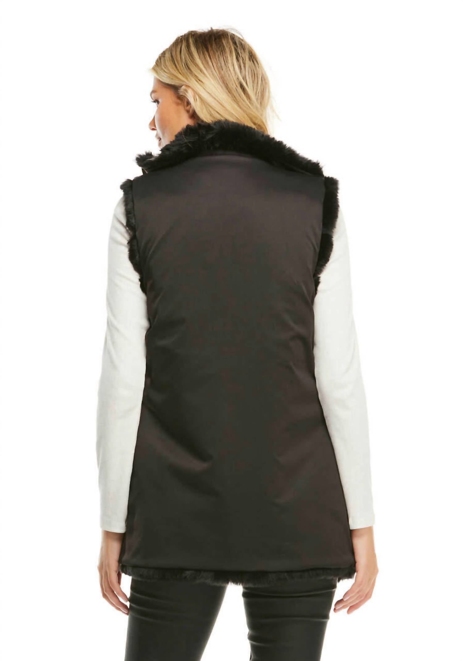 FABULOUS FURS Reversible Zip Vest in black mink - women's jacket - alternate view