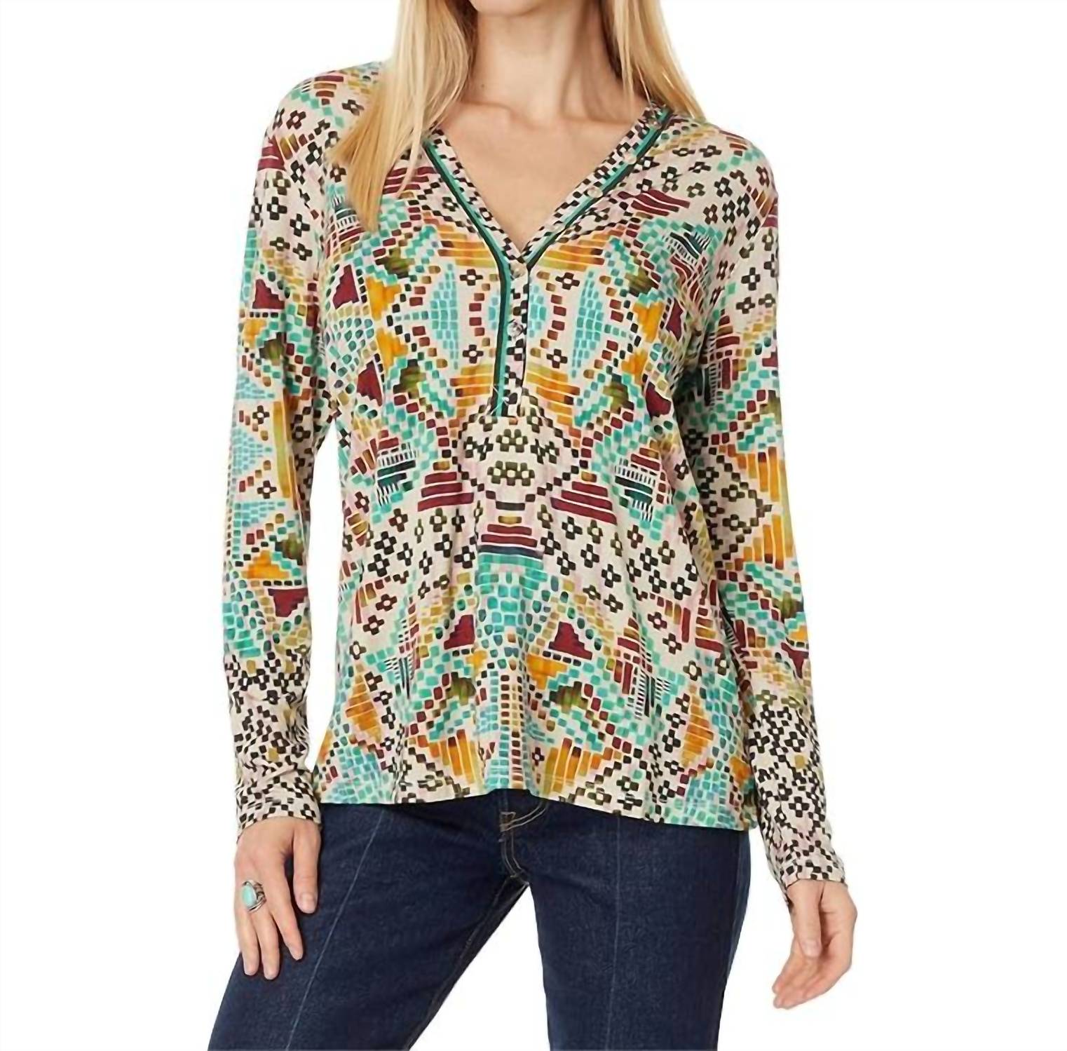 Johnny Was - The Janie Favorite Long Sleeve Button Henley Tee