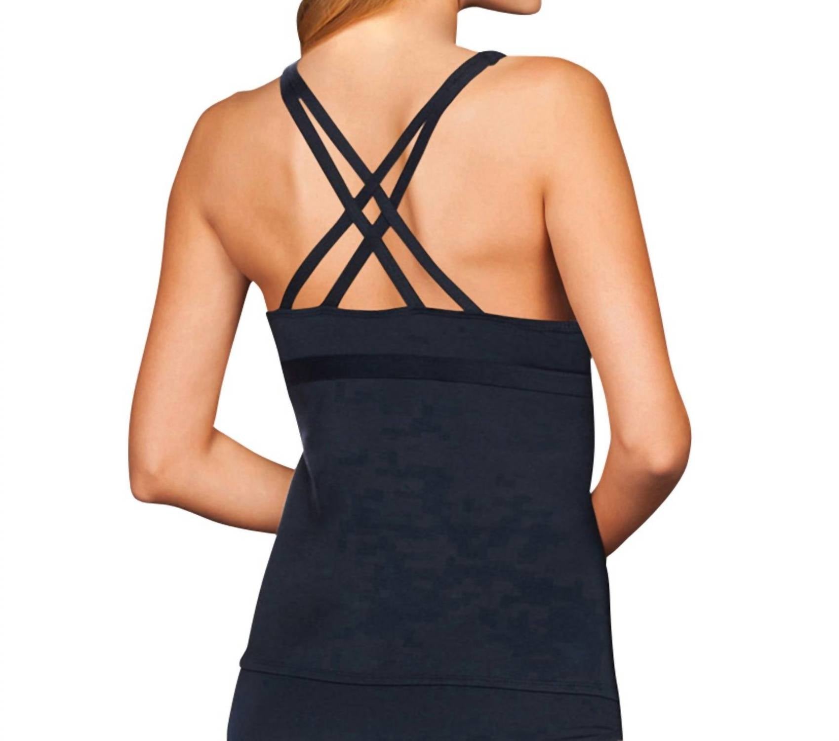 Carmen Marc Valvo - Lattice Strappy Cross Back Tankini Top