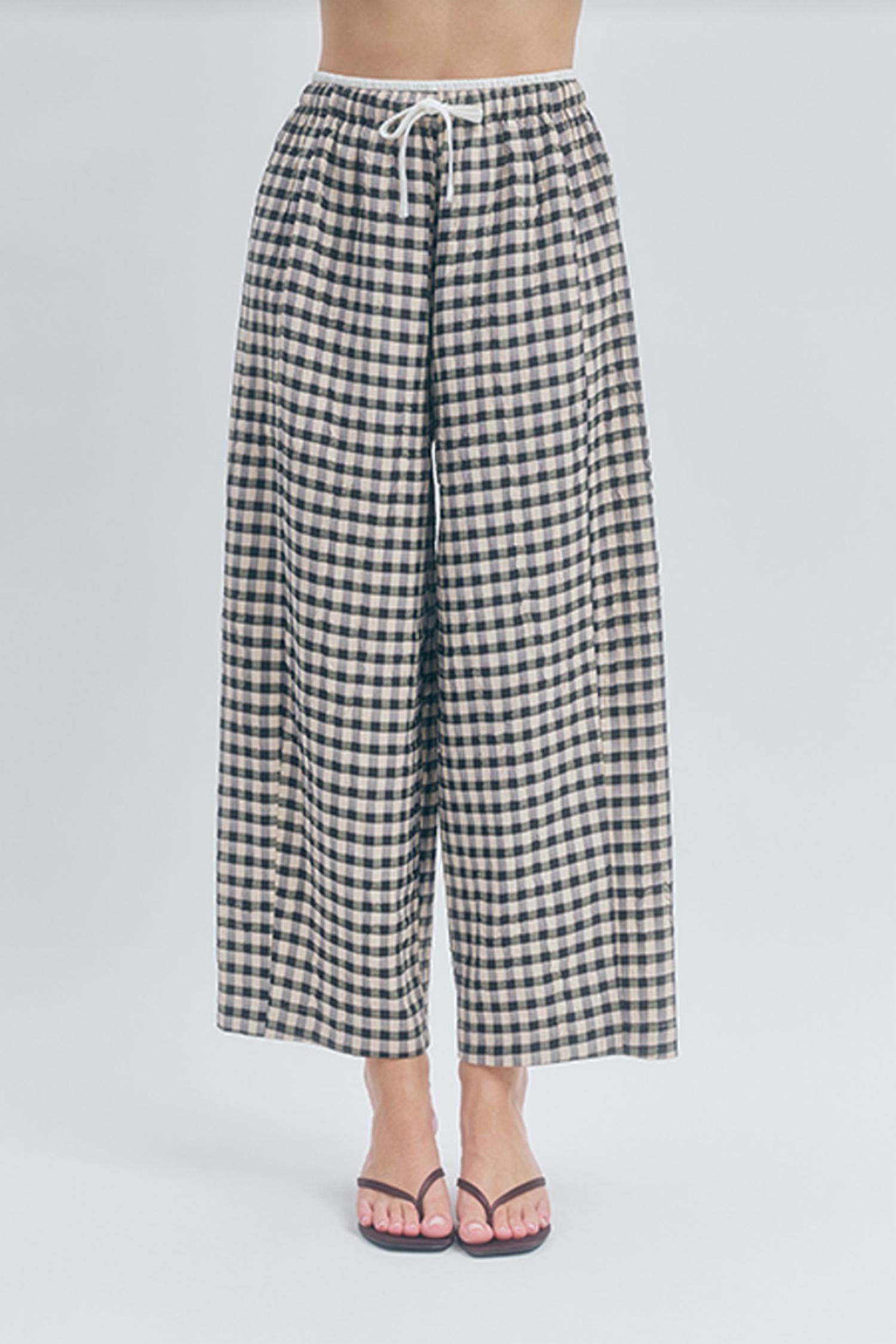Maude Club - Ari Sand Gingham Pants