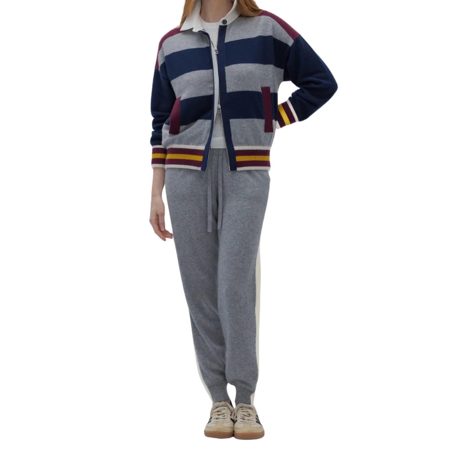 Naked Cashmere Rugby Bomber Jacket in husky mult - women's jacket