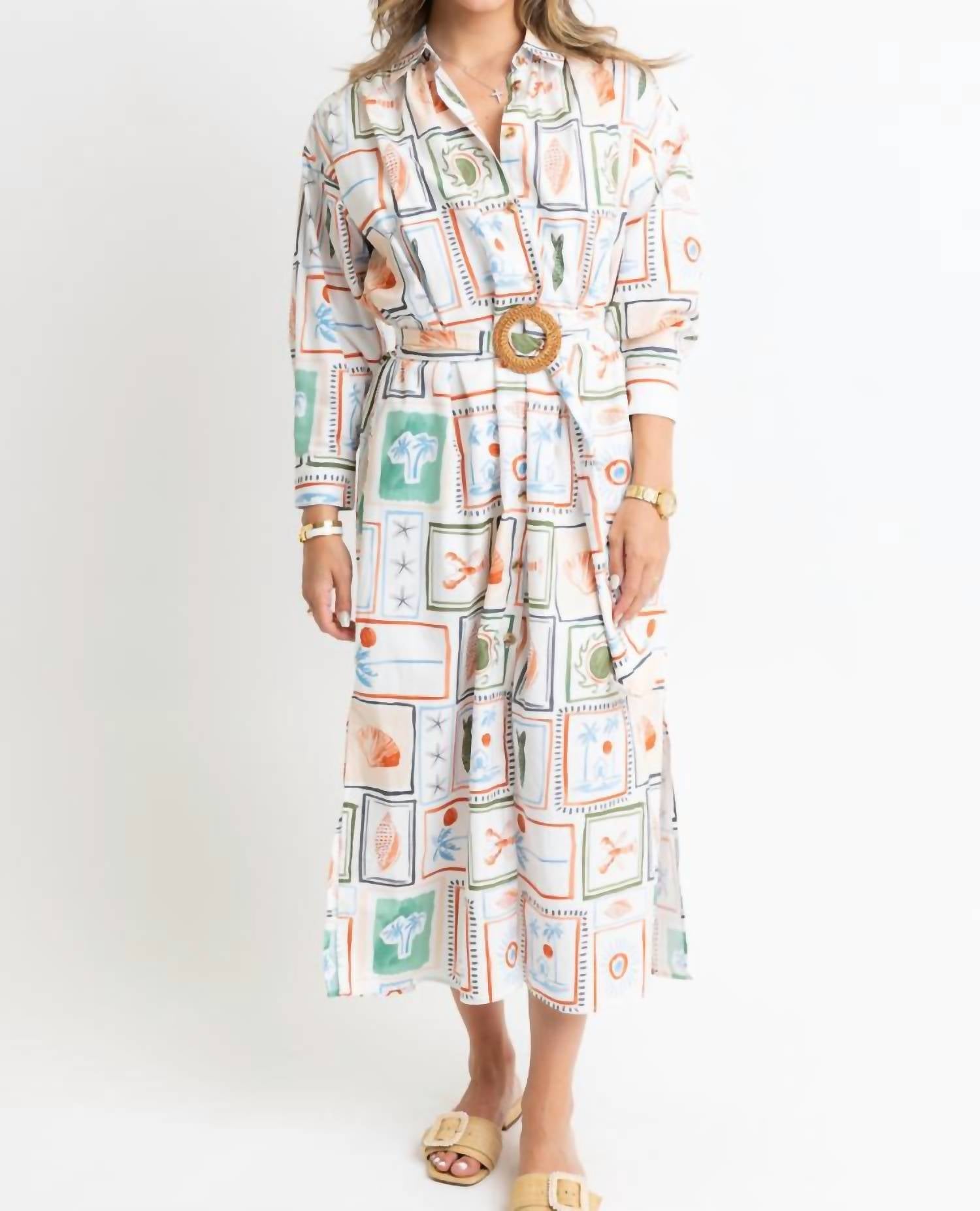 Karlie - Karlie Capri Travel Print Shirt Dress
