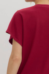 Entro - Crew Neck Gold Button Pullover Blouse