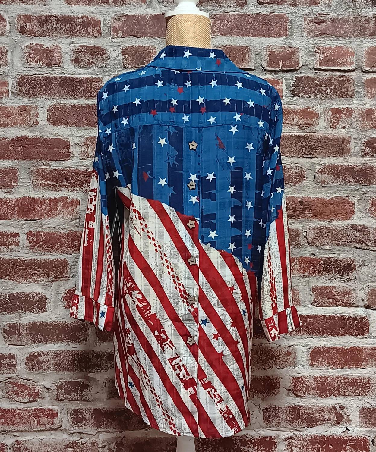 Multiples - Women's Stars And Stripes Patriotic Top