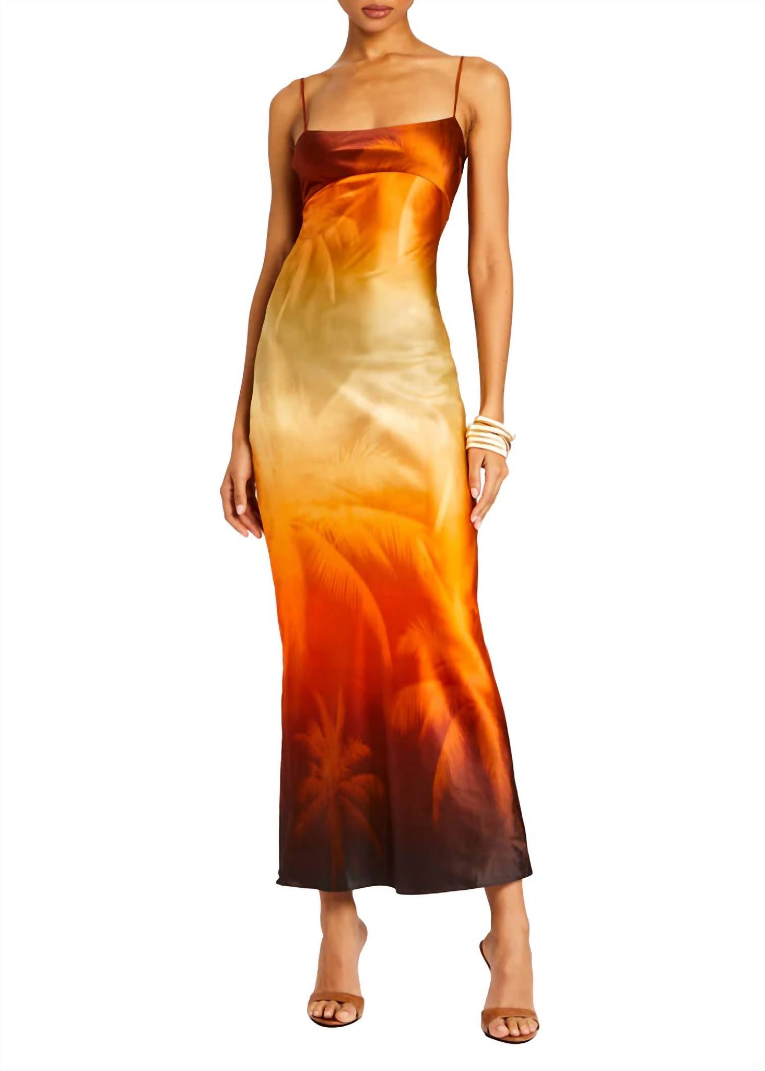 SER.O.YA Kayla Silk Dress in sunset palm - women's dress