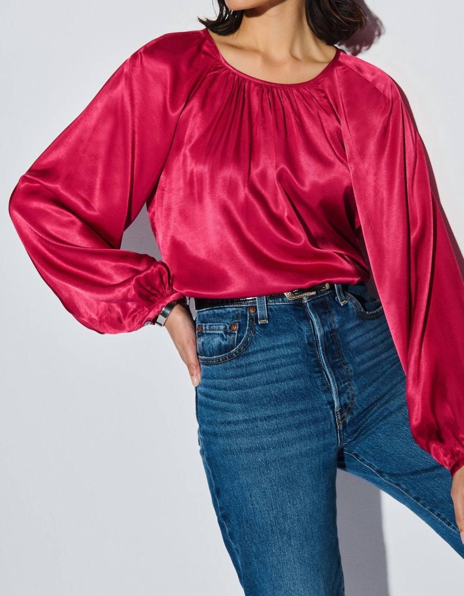 Nation LTD Eveline Raglan Top in raspberry jam - women's blouse - alternate view