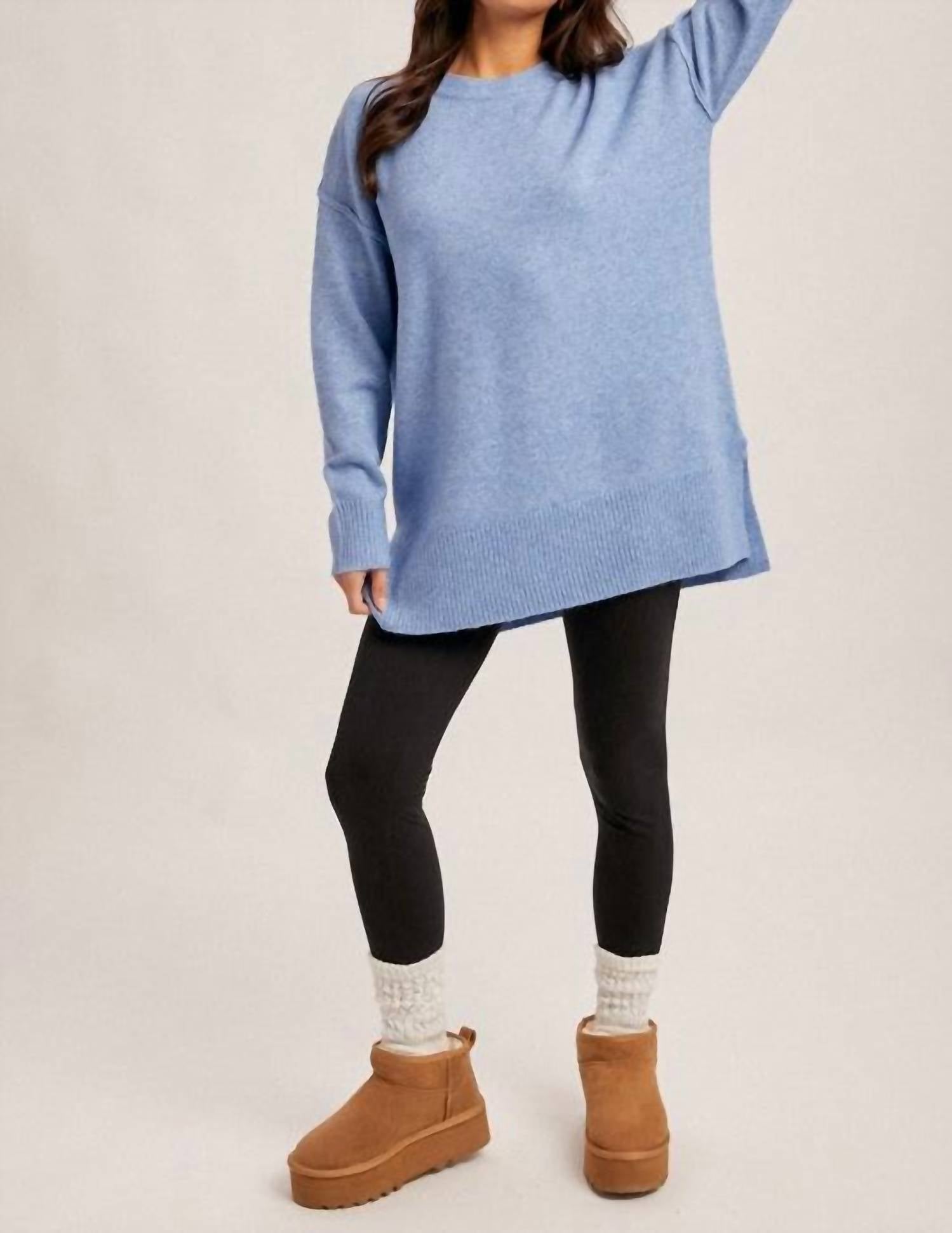 Hem & Thread - Crew Neck Oversized Everyday Tunic Sweater