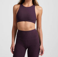 BEYOND YOGA Spacedye Refocus Bra in eggplant purple heather - women's intimate
