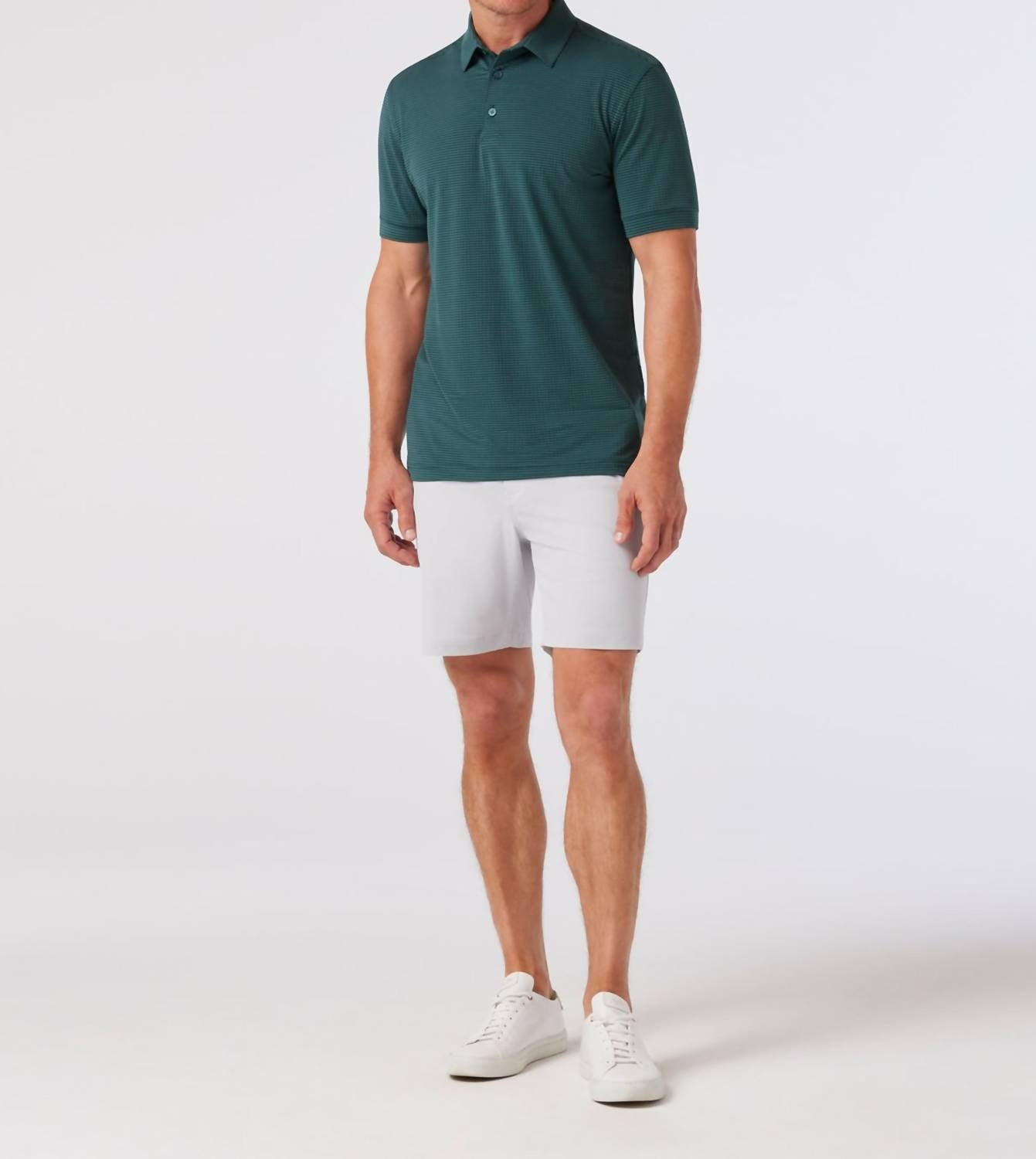 Mizzen + Main Copa Short Sleeve Polo Top in balsam - men's shirt - detail view