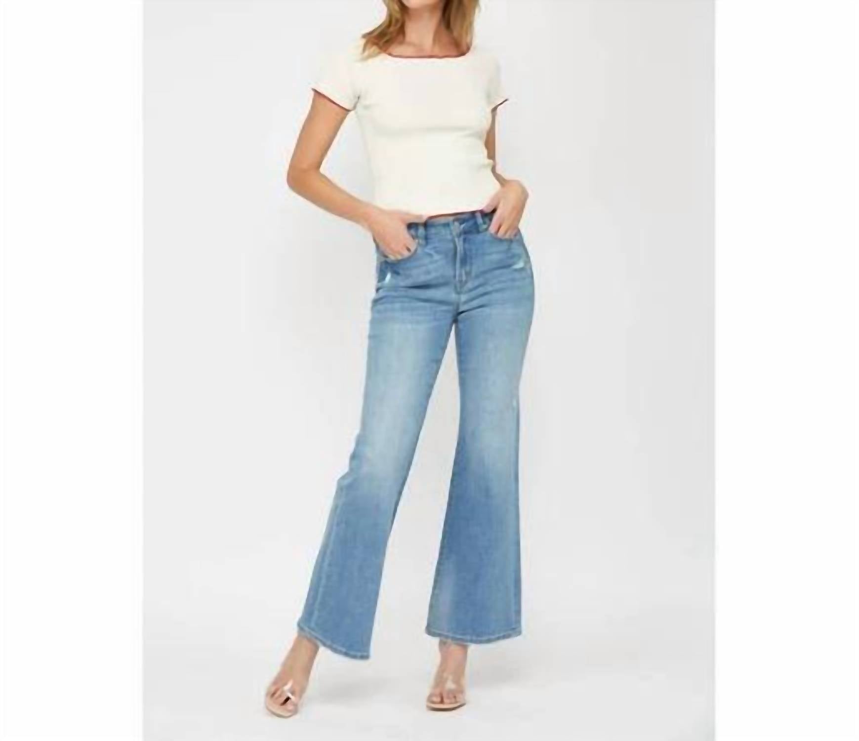 Mica Denim - Mid Rise Slight Flare Jeans