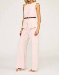 LUCY PARIS Anna Belted Vest in pink - women's tank top - alternate view