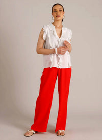 Yest - Mona Sleeveless Top With Ruffle