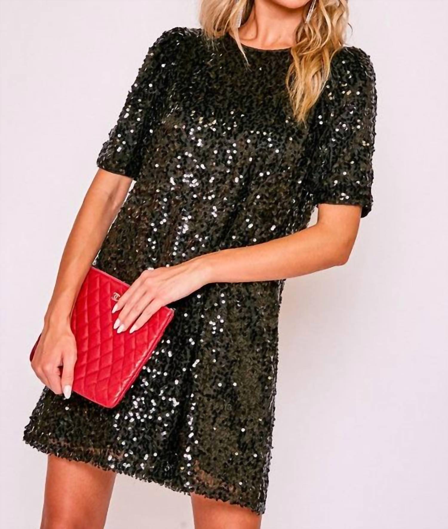 Vine & Love - Sequin Short Sleeve Shift Dress