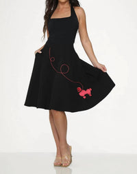 Orchid Bloom - Embroidered Poodle Swing Skirt