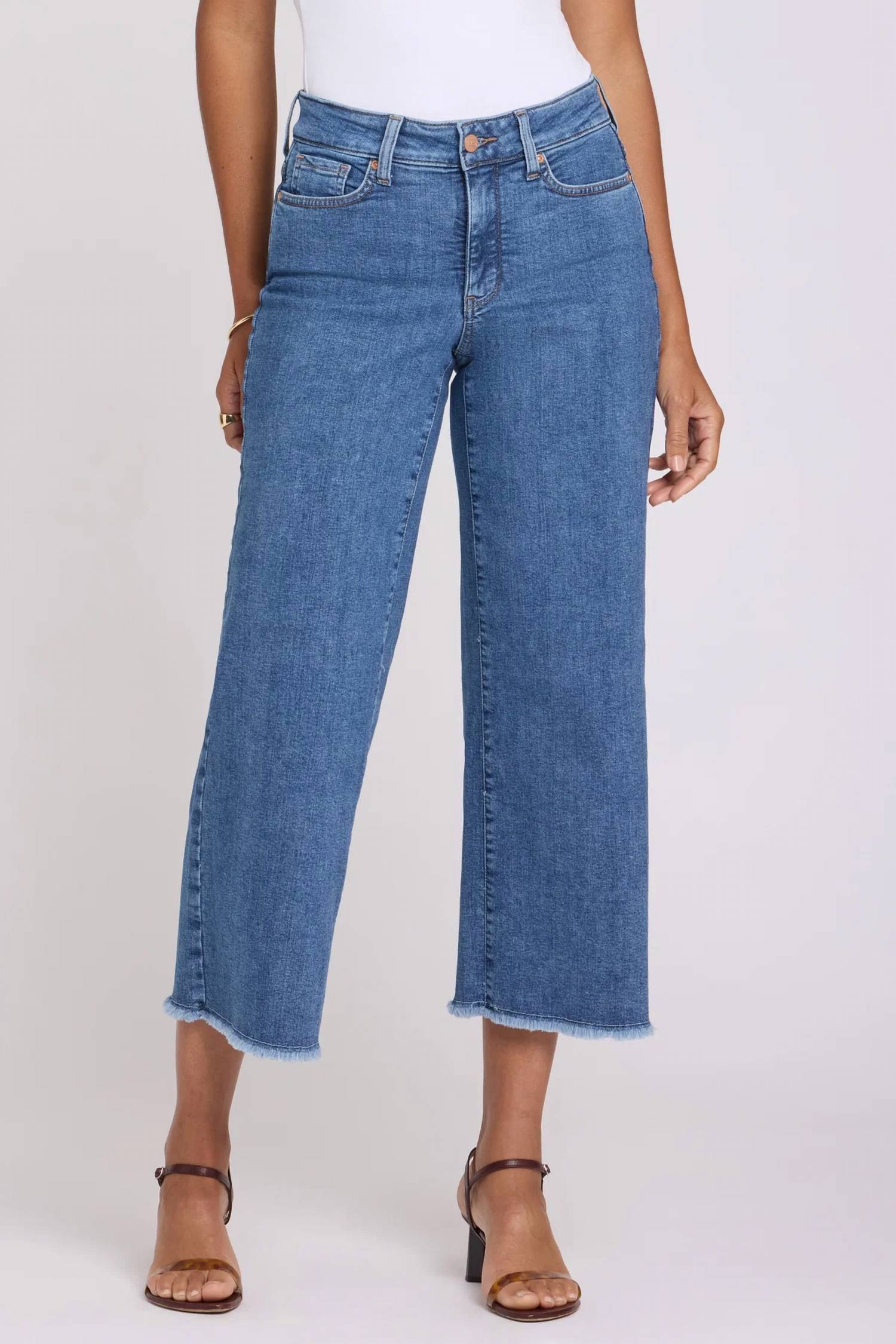 Nydj - Teresa Wide Leg Ankle Fray Hem Jeans