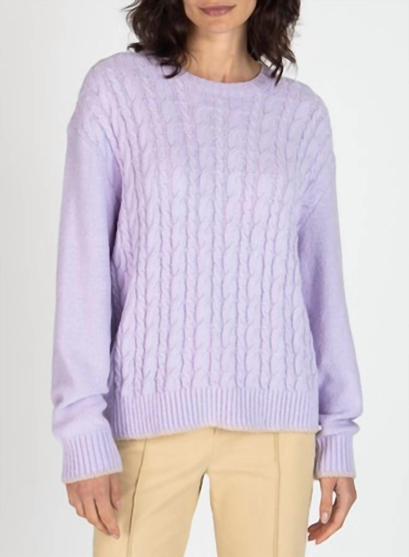 Atm - Women's Cotton Blend Cable Crew Neck Sweater