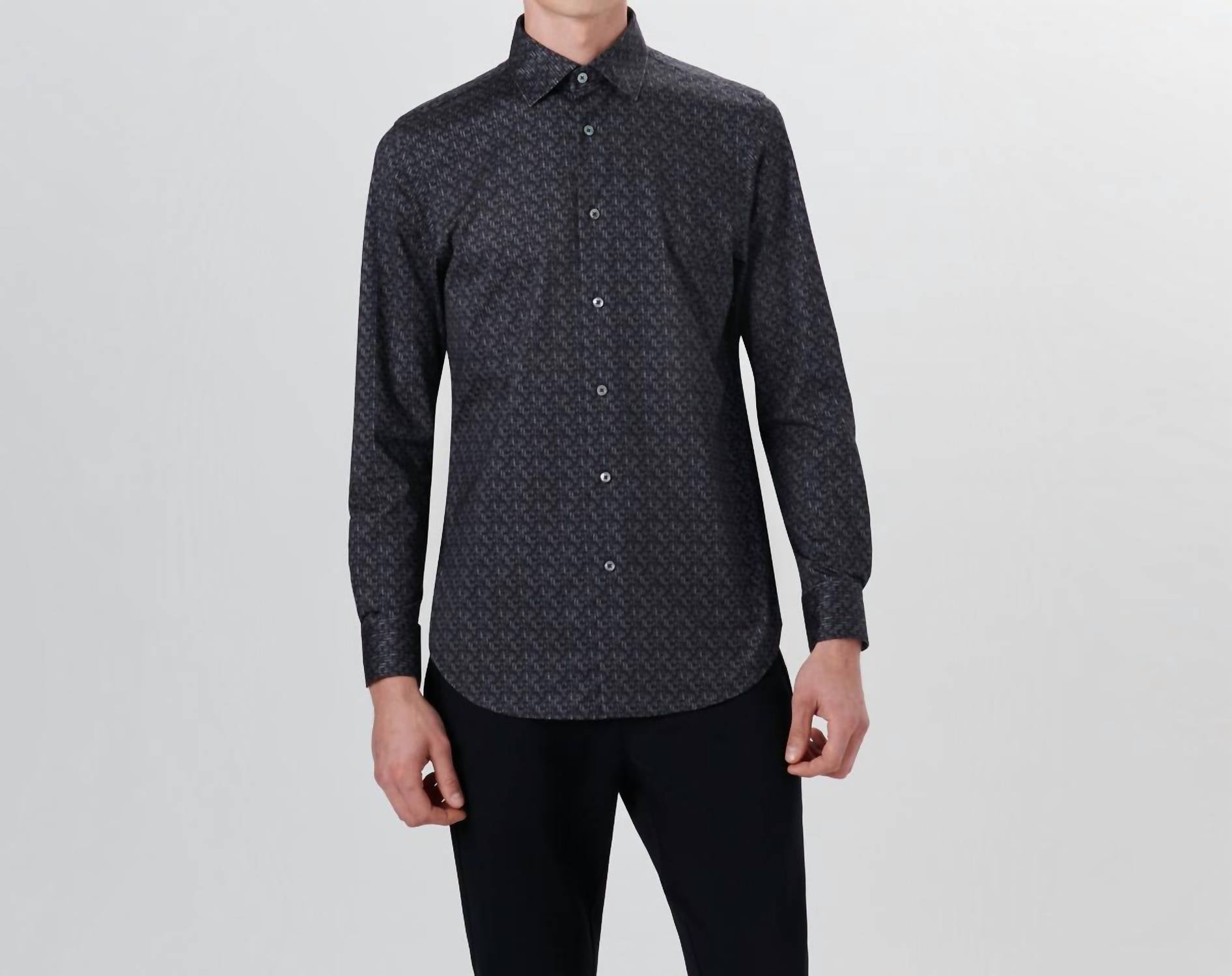 Bugatchi Uomo - Jimmy Chevron Print Ooohcotton Long Sleeve Shirt