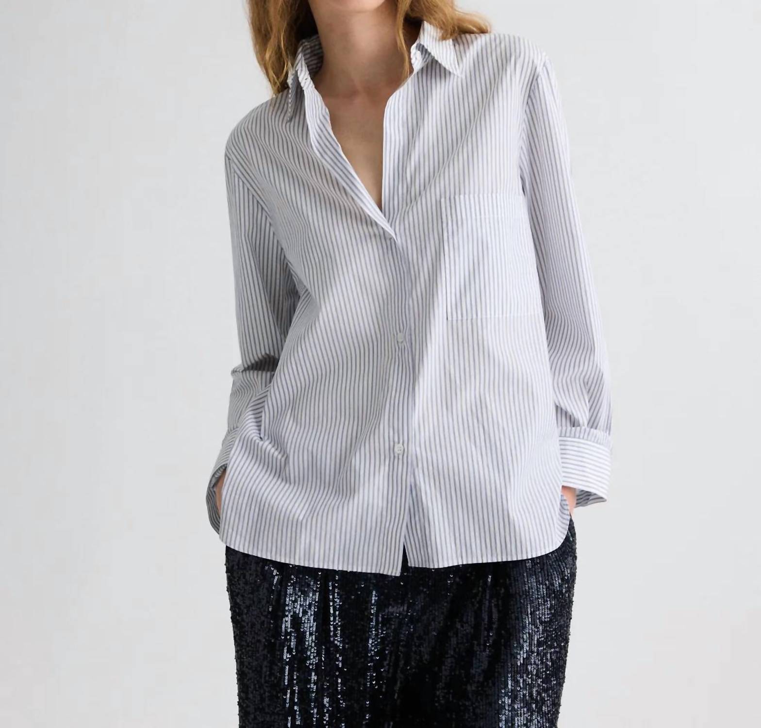TWP Next Morning Shirt in white midnight - women's long sleeve top