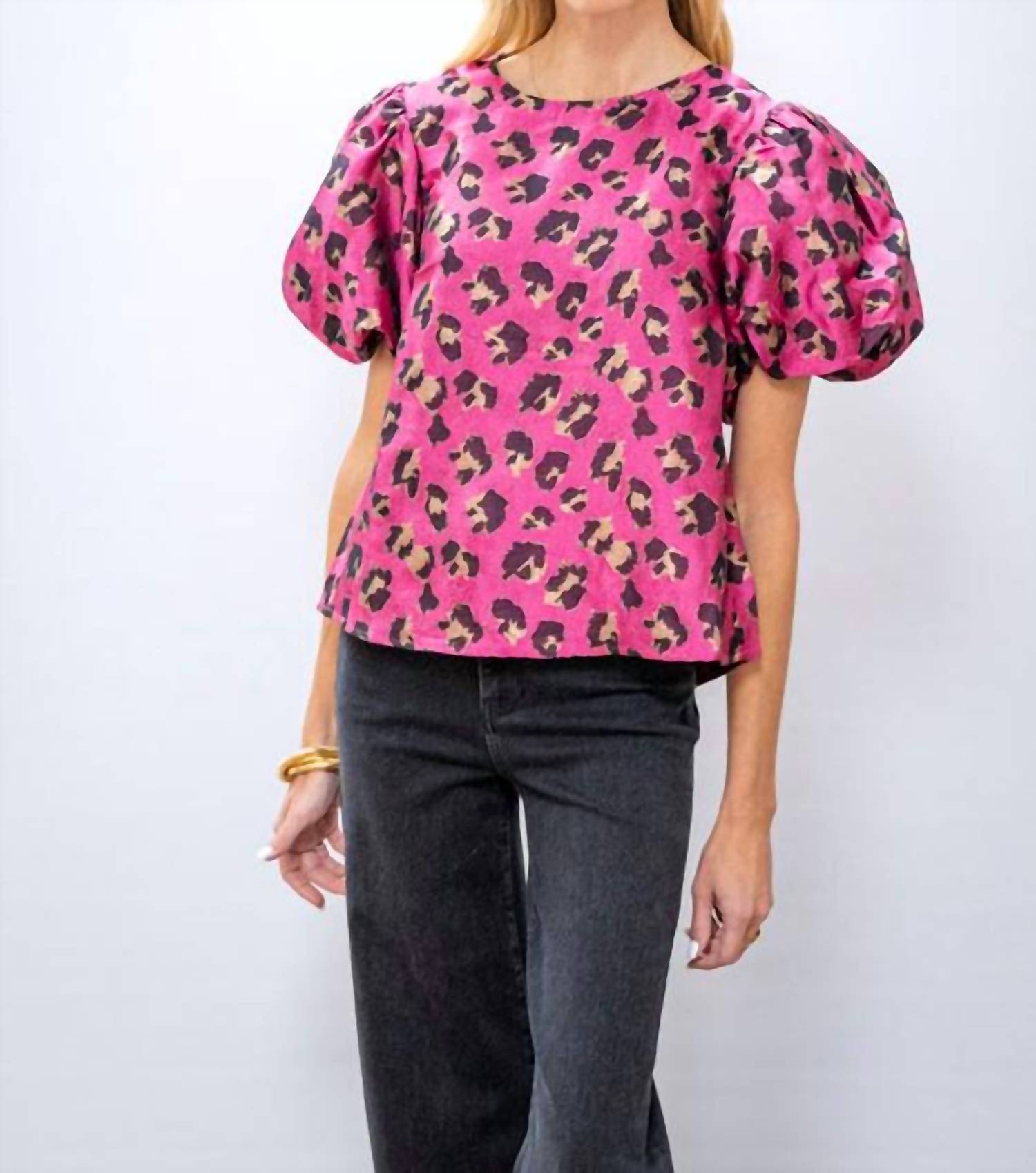 Thml - Puff Sleeve Leopard Print Top