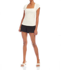 Fifteen Twenty Loma Cap Sleeve Top in ecru - women's t-shirt