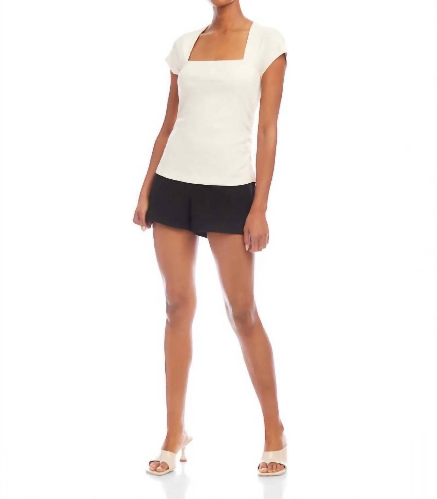 Fifteen Twenty Loma Cap Sleeve Top in ecru - women's t-shirt