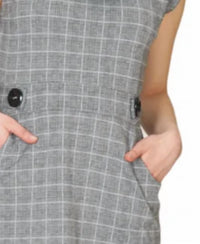 Papillon - Plaid Short Sleeve Sweater Dress With Pockets