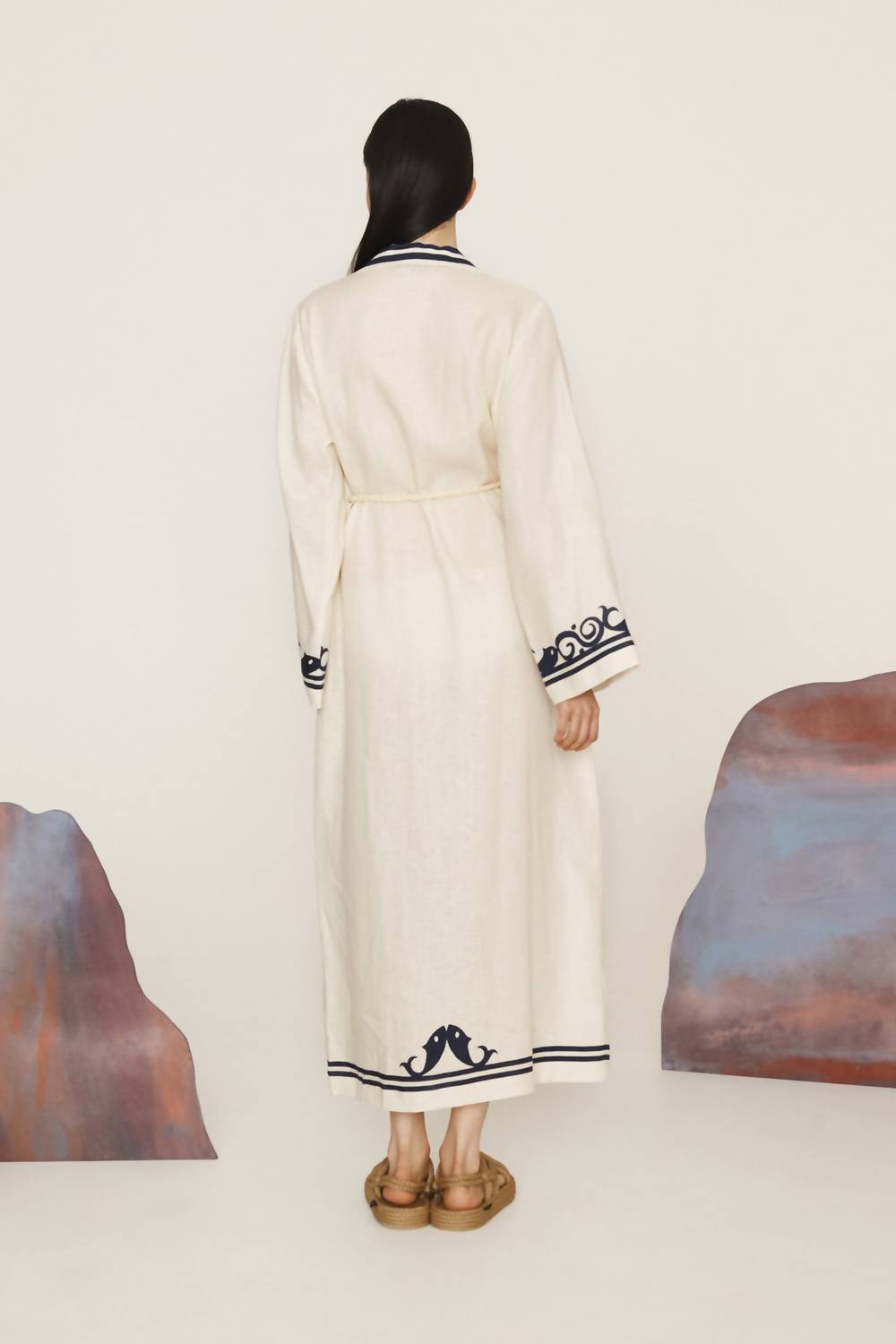 Alemais - Marine Linen Midi Shirt Dress