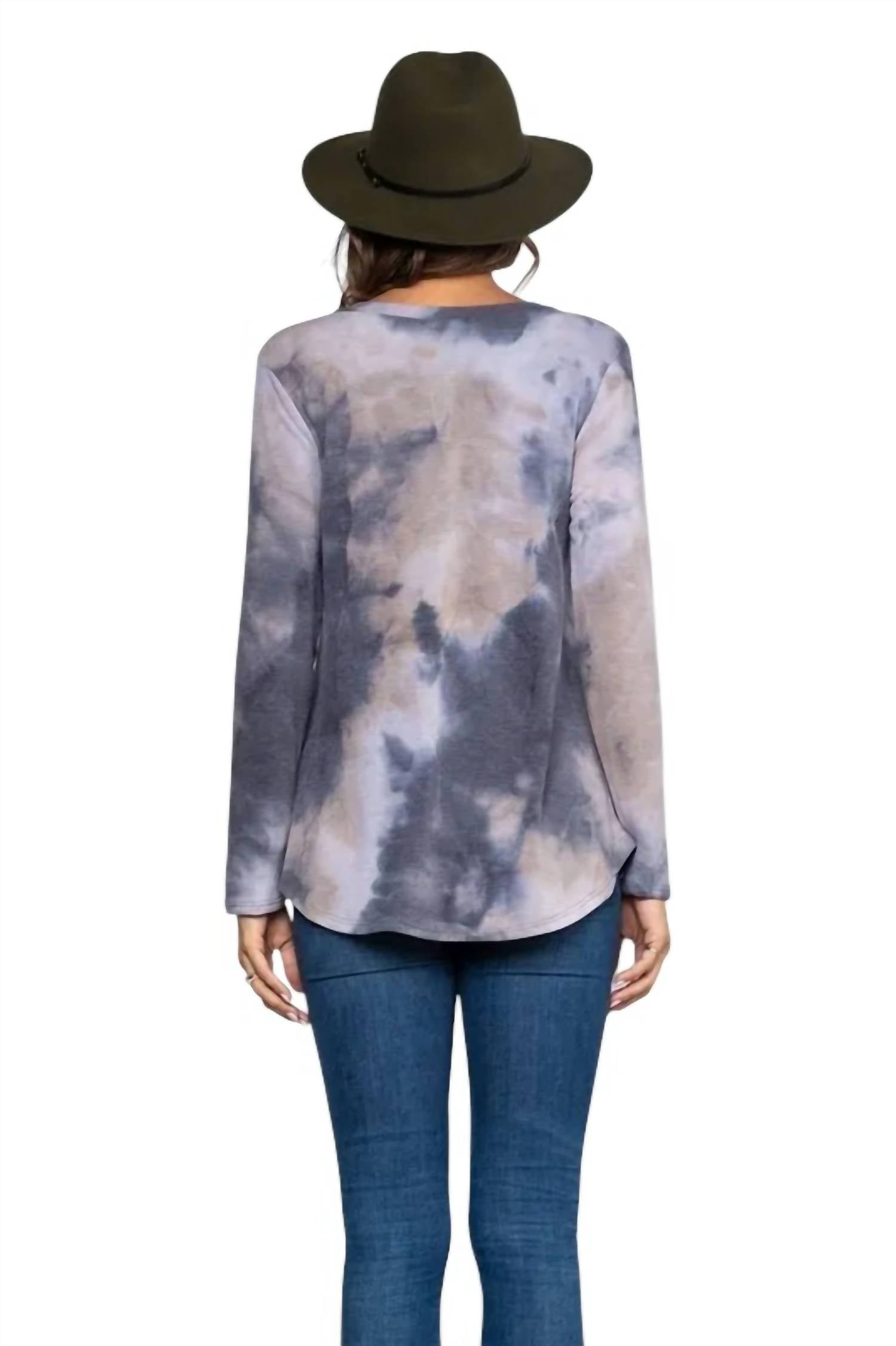 Heimish Usa - Tie Dye Vneck Long Sleeve Top