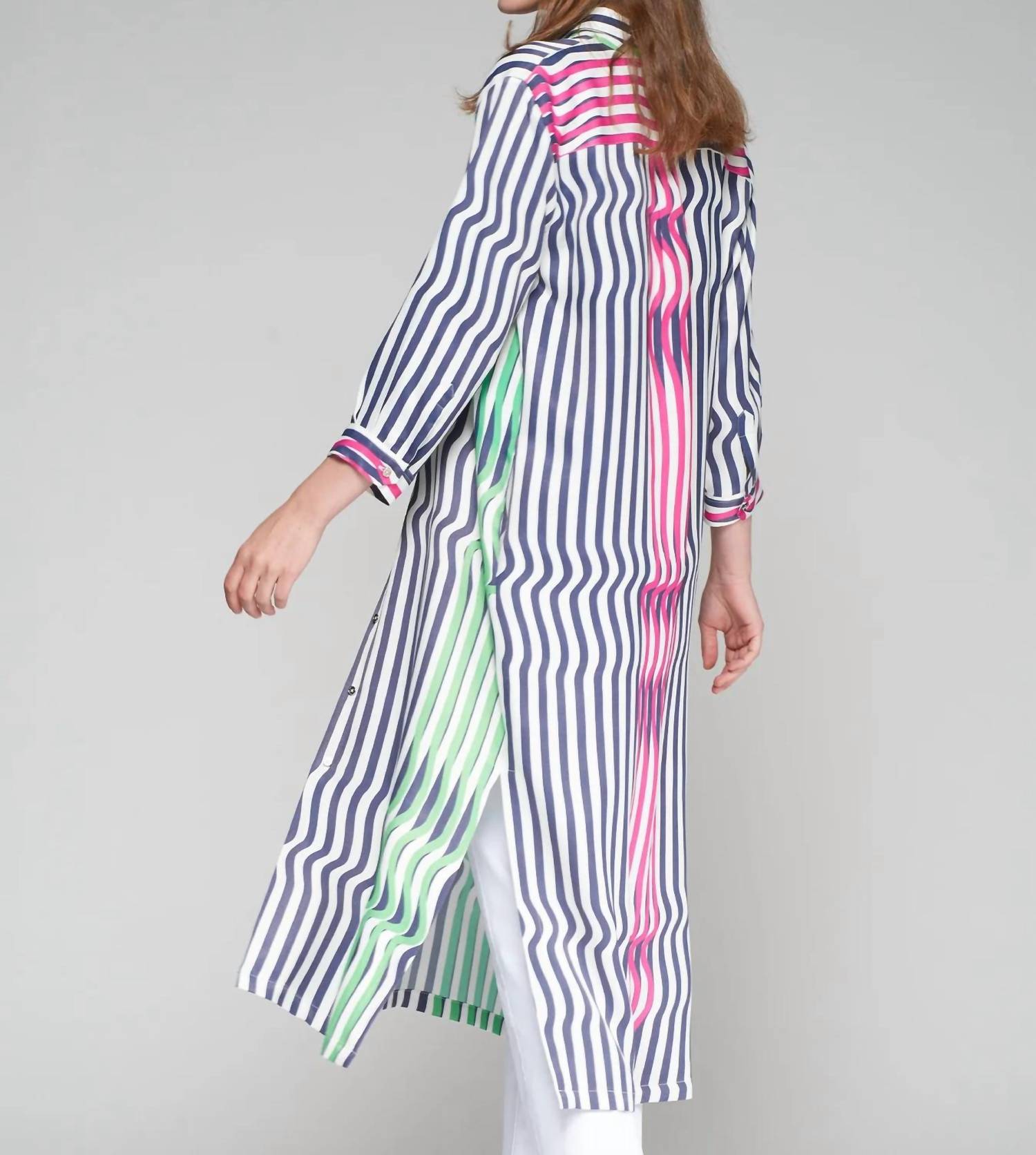 Vilagallo Raya Marino Dress in verde rosa - women's dress - alternate view
