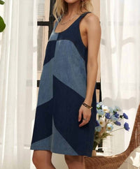 Adora - Pin Stripped Sleeveless Denim Mini Dress
