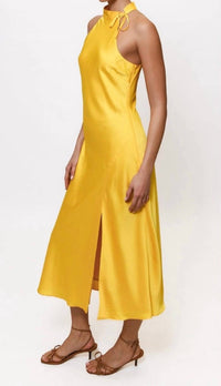 hutch Mari Sleeveless Halter Midi Dress in yellow - women's dress - view 4