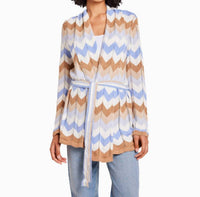Wispr Chevron Wrap Cardigan in blue - women's cardigan