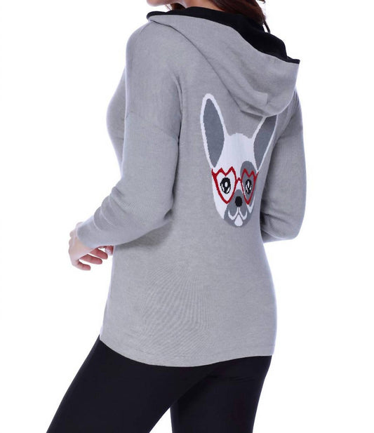 Frenchie Love Hooded Caridgan