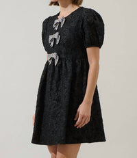 SUGARLIPS Sophia Bow Mini Dress in black - women's dress - alternate view