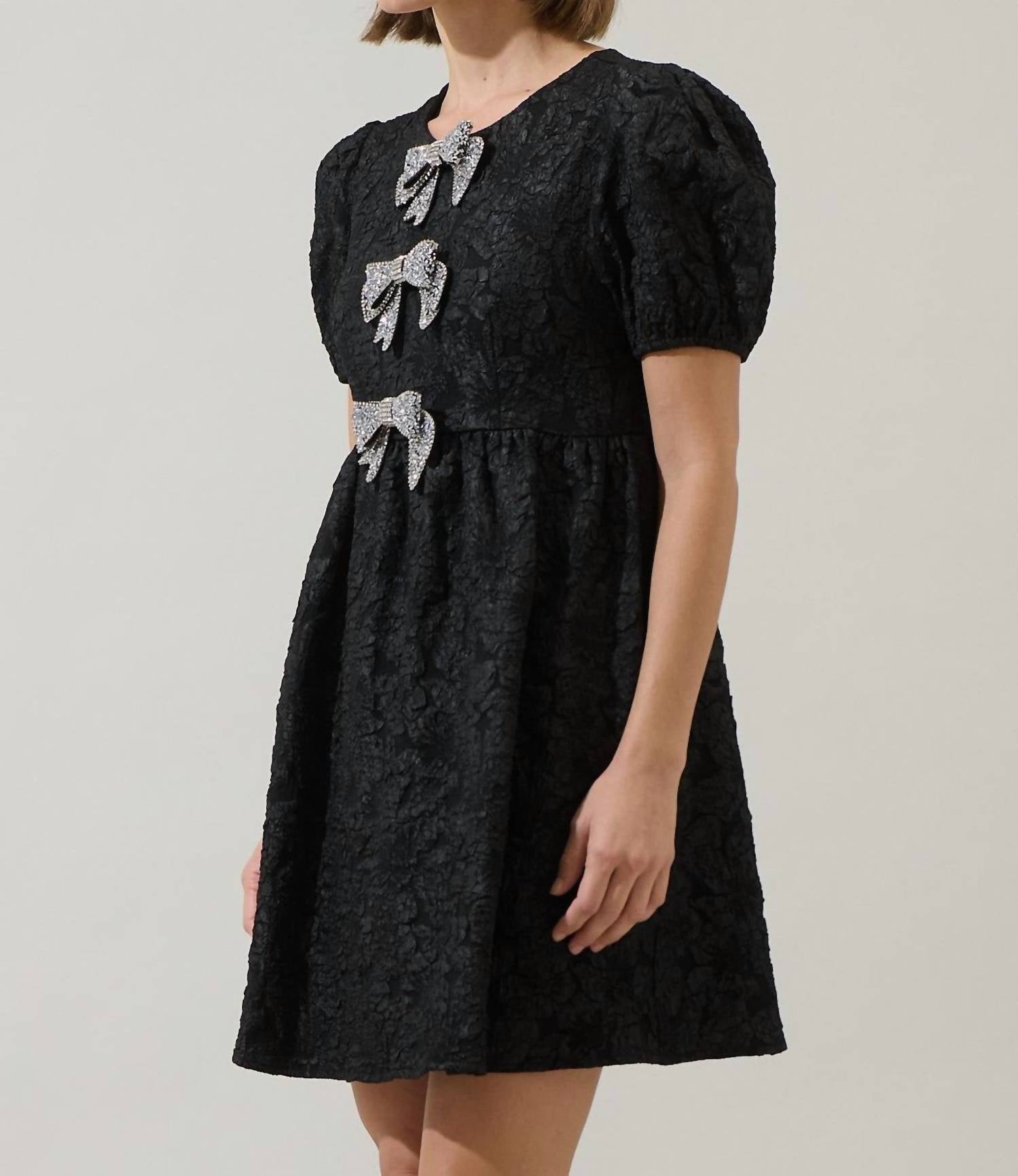 SUGARLIPS Sophia Bow Mini Dress in black - women's dress - alternate view