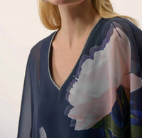 Joseph Ribkoff - Floral Print V-neck Poncho Top