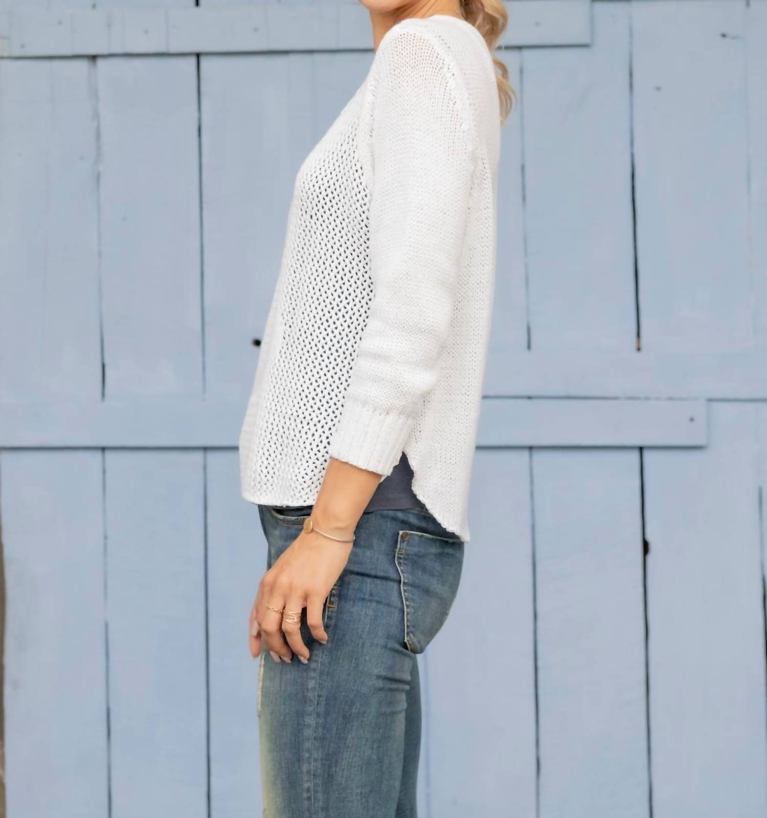 Wooden Ships - Crochet Anchor 3/4 Sleeve Top