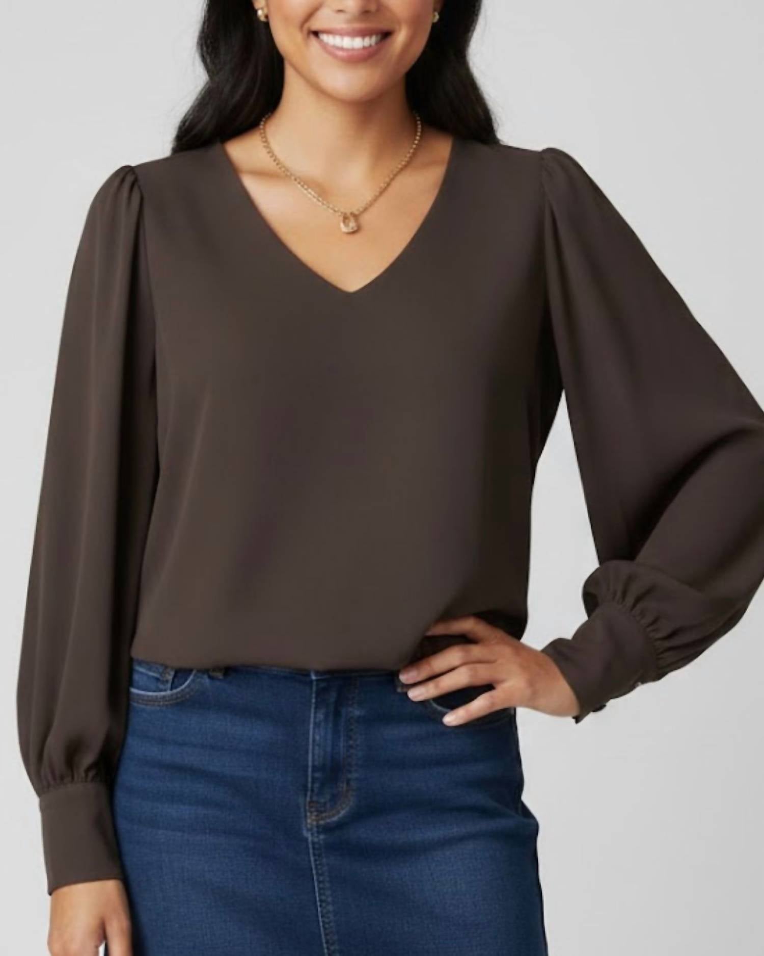 Karen Kane - Phaedra Puff Sleeve V-neck Top