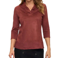 Aryeh - Women's Tabatha Ruffle Neck Suede Top