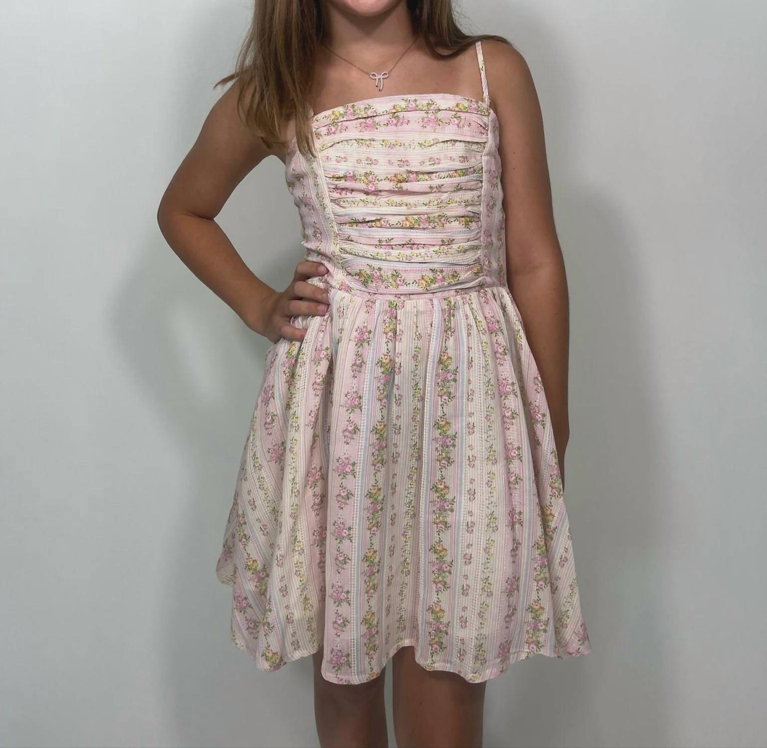 Katie J NYC Girls Francesca Dress in floral stripe - kids' dress