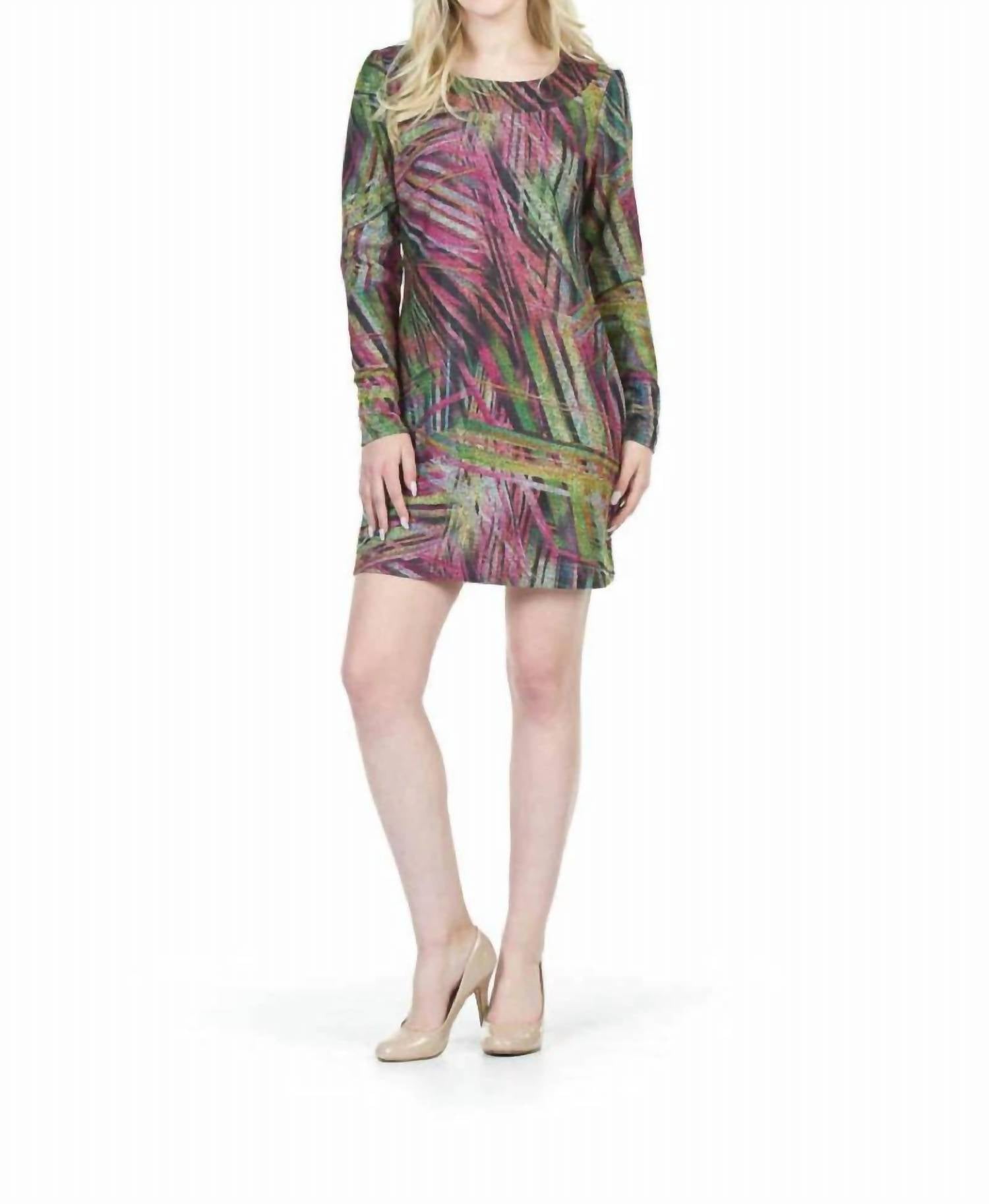 Papillon - Abstract Print Long Sleeve Sweater Dress