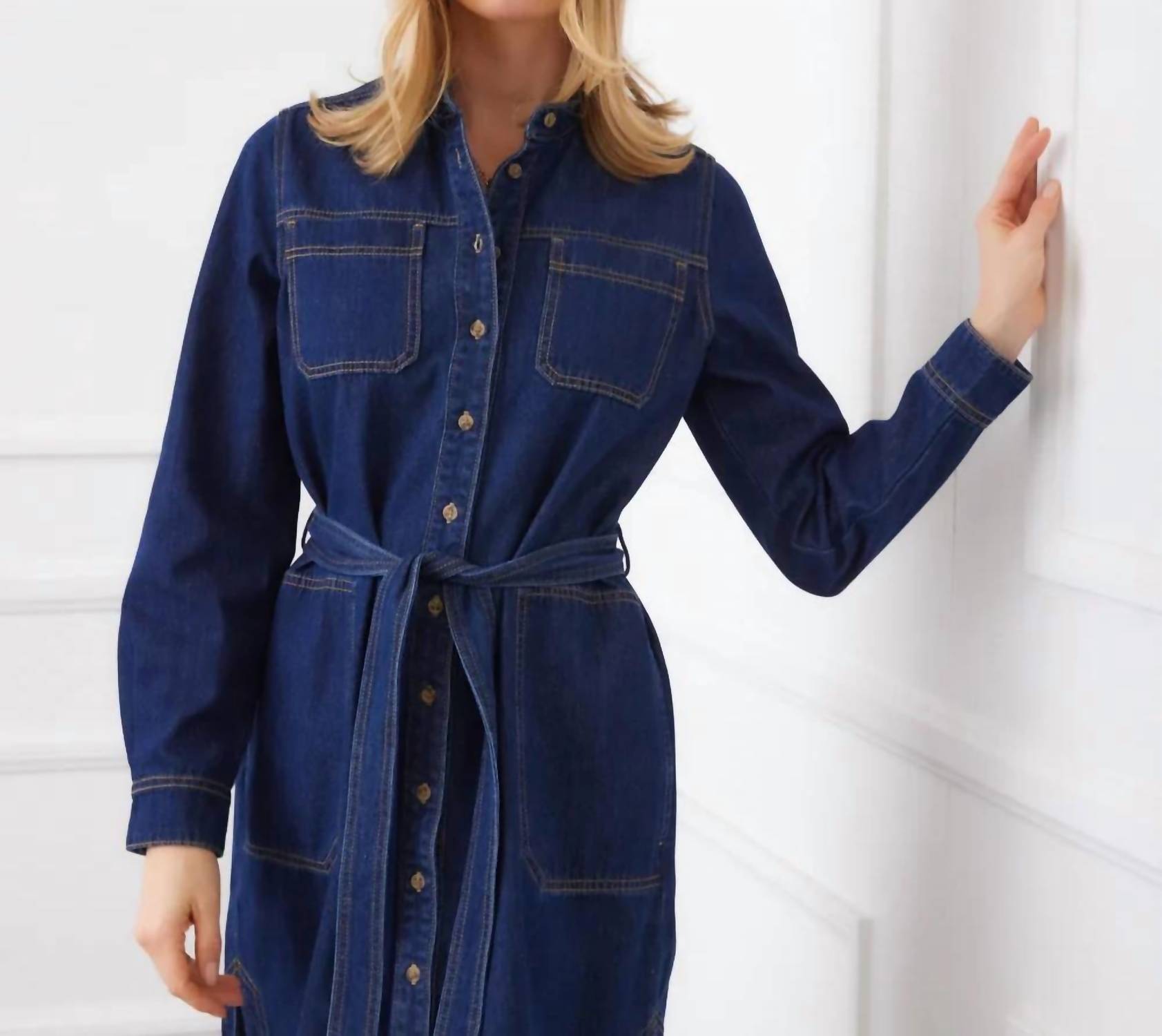 Karen Kane - Bliss Belted Denim Mini Shirtdress