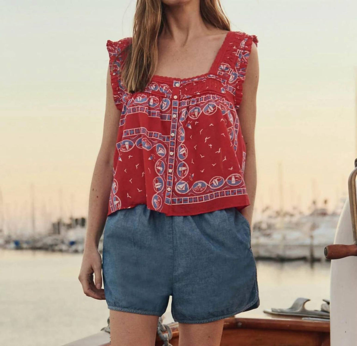 The Great. - Victorian Pleat Tank Top