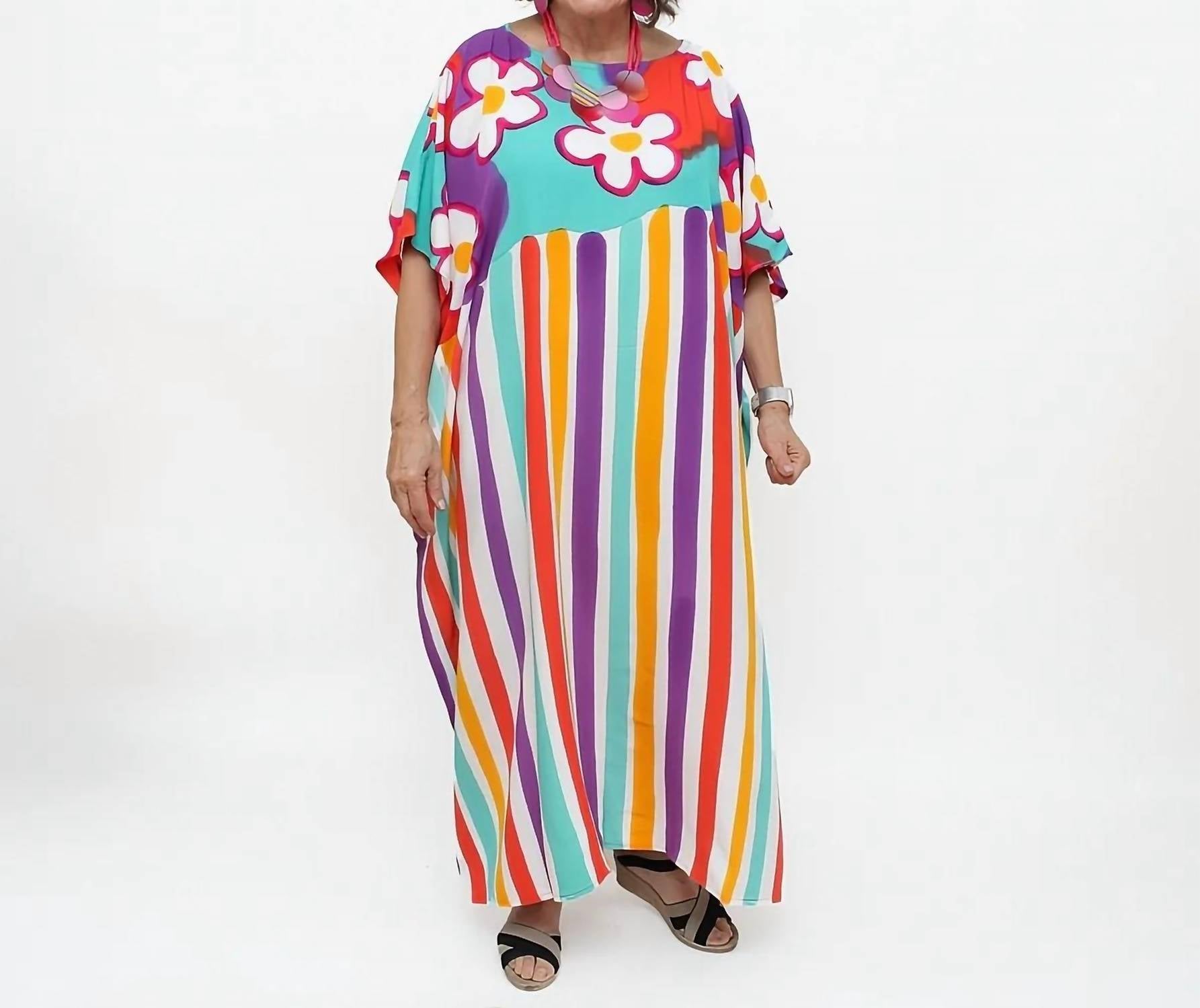 Sylca Designs - All the Flowers Bright Colored Kaftan Dress