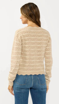 Lovestitch - Stripe Pointelle Sweater Cardigan