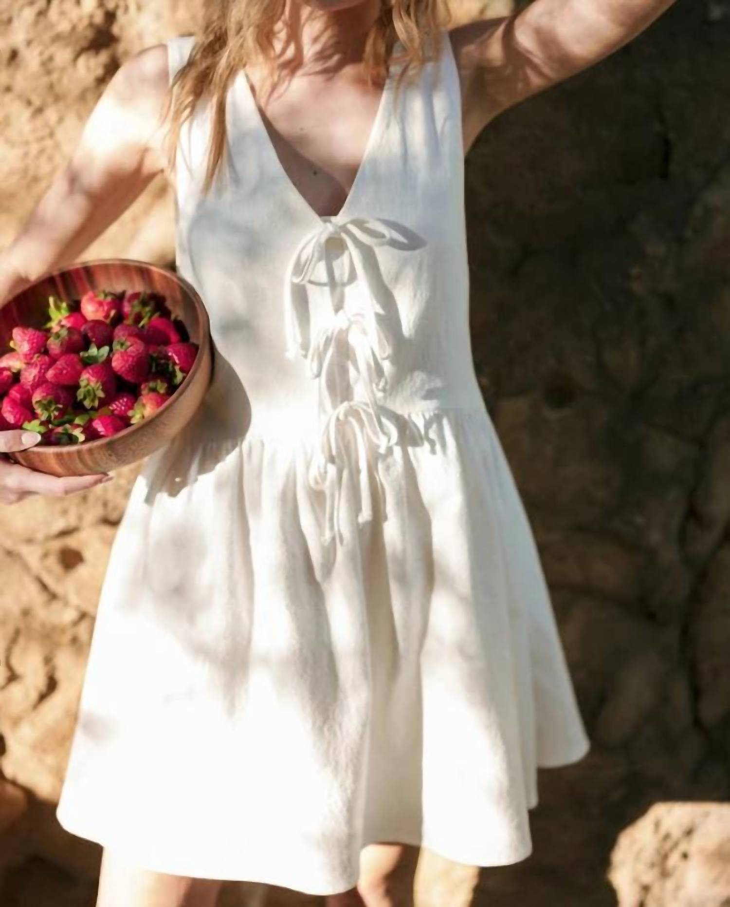 Mint Exclusives - Omi Tie Front Cotton Mini Dress