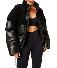 Good American - Sherpa Mix Cocoon Puffer Jacket